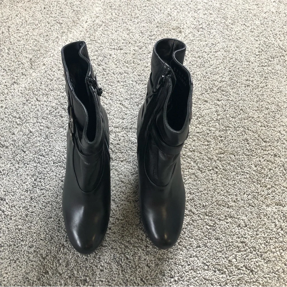 Stuart Weitzman Black Leather Platform‎ Wedge Booties Sz. 5